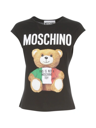 Shop Moschino Crew Neck Sleeveless T-shirt In Fantasy Black