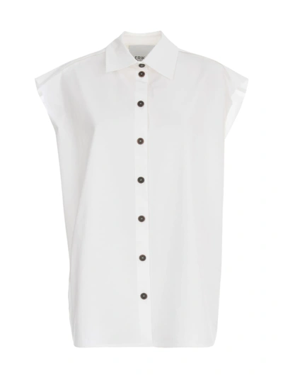 Shop Erika Cavallini Olivia Cotton Popeline Oversized Shirt In White