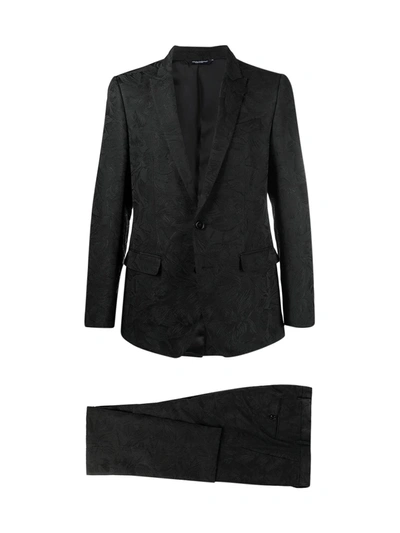 Shop Dolce & Gabbana Floral Jacquard Martini Suit In Black