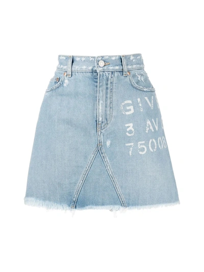 Shop Givenchy Denim Mini Skirt In Light Blue