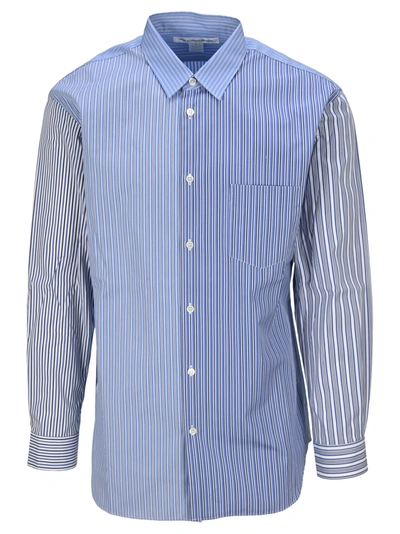 Shop Comme Des Garçons Shirt Panelled Striped Shirt In Blue Stripe