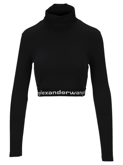 Shop Alexander Wang T T By Alexander Wang High Neck Cropped Top In Black