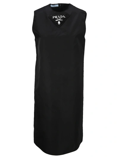 Shop Prada Re-nylon Gabardine Sleeveless Dress In Black