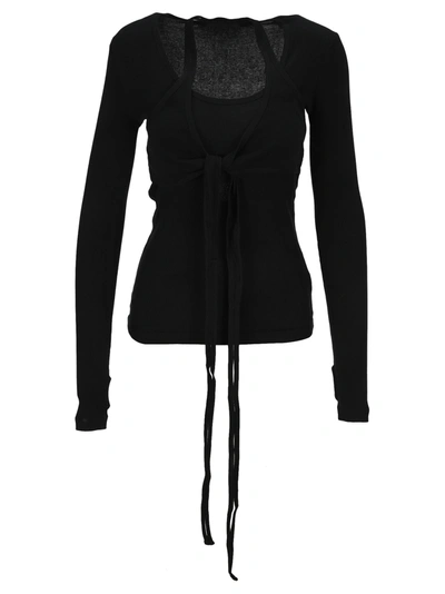 Shop Helmut Lang Wrap Long Sleeves T-shirt In Black