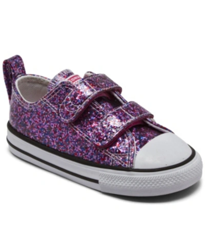 Shop Converse Toddler Girls Coated Glitter Easy-on Chuck Taylor All Star Casual Sneakers From Finish Line In Pink, White