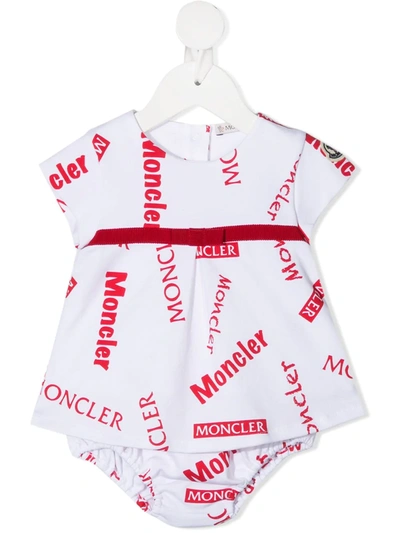 Shop Moncler All-over Logo Print Bodysuit In White