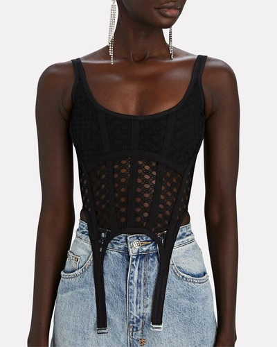 Shop Dion Lee Crochet Lace Corset Top In Black