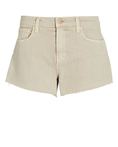 Shop L Agence Audrey Cut-off Denim Shorts In Biscuit