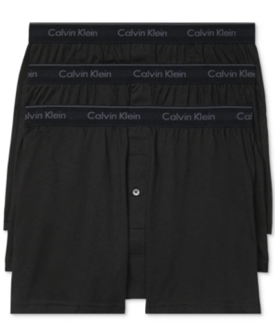 Shop Calvin Klein Men's 3-pack Cotton Classics Knit Boxers Underwear In Black