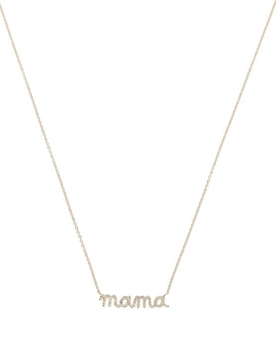 Shop Sydney Evan Mama Diamond Script Necklace In Gold