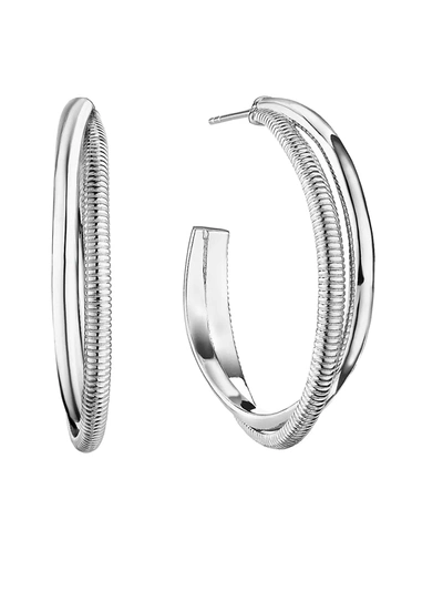 Shop Judith Ripka Women's Eternity Sterling Silver Round Hoop Earrings
