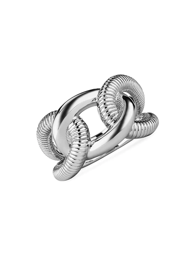 Shop Judith Ripka Women's Eternity 18k White Gold & Sterling Silver Interlocking Link Ring