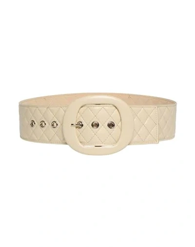 Shop 8 By Yoox Leather Quilted Tonal Buckle Belt Woman Belt Ivory Size S Polyurethane, Soft Leather, Rubb In White