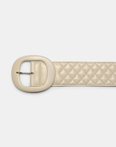 Shop 8 By Yoox Leather Quilted Tonal Buckle Belt Woman Belt Ivory Size S Polyurethane, Soft Leather, Rubb In White