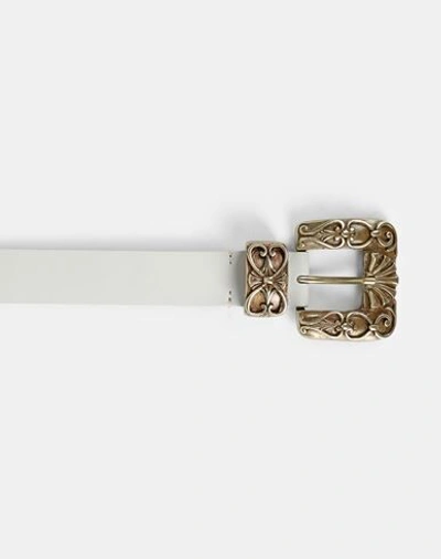 Shop 8 By Yoox Leather Decorative Buckle Belt Woman Belt White Size L Calfskin, Rubber, Polyurethane