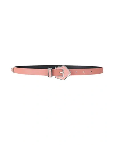 Shop 8 By Yoox Leather Enamel Buckle Belt Woman Belt Pastel Pink Size L Calfskin, Bovine Leather