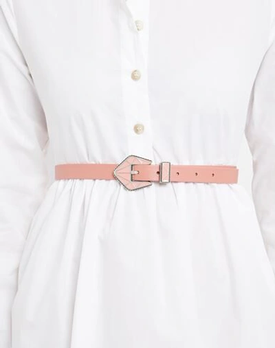 Shop 8 By Yoox Leather Enamel Buckle Belt Woman Belt Pastel Pink Size L Calfskin, Bovine Leather