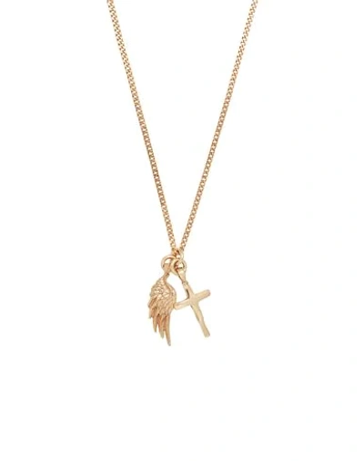 Shop Emanuele Bicocchi Wing + Cross Pendant Necklace Gold Size - 925/1000 Silver