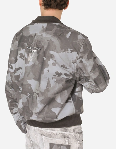 Shop Dolce & Gabbana Camouflage-print Cotton Jacket With Logo