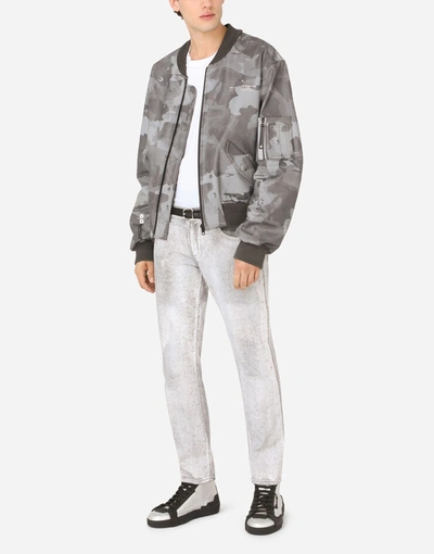 Shop Dolce & Gabbana Camouflage-print Cotton Jacket With Logo