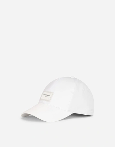 Shop Dolce & Gabbana Baseball Cap With Branded Plate In White