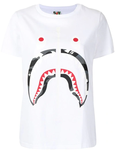 Shop A Bathing Ape Zip-print Shark T-shirt In White