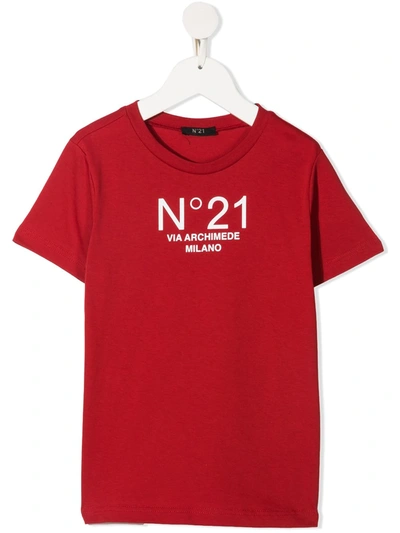 Shop N°21 Logo-print Short-sleeved T-shirt In Red