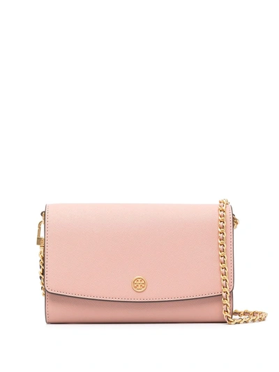 Tory Burch Kira Chevron Bi-fold Wallet In Pink Moon/rolled Brass | ModeSens