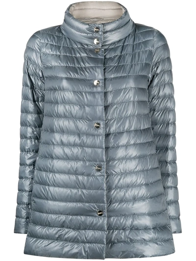 Shop Herno Reversible A-line Quilted Jacket In Blue