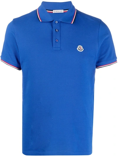 Shop Moncler Logo-patch Short-sleeve Polo Shirt In Black