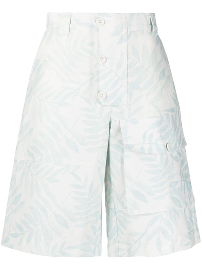 Shop Jacquemus Laurier Leaf-print Cargo Shorts In Blue
