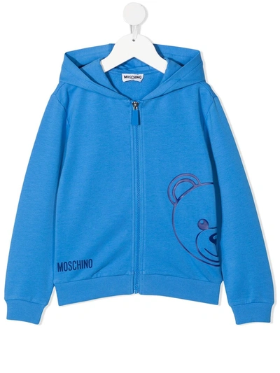 Shop Moschino Teddy Bear-print Hoodie In Blue