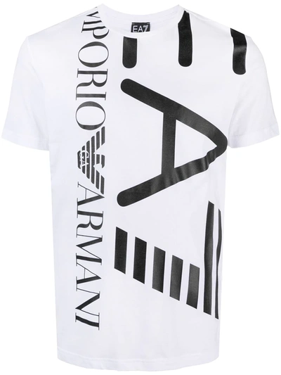 Shop Ea7 Logo Crew-neck T-shirt In White
