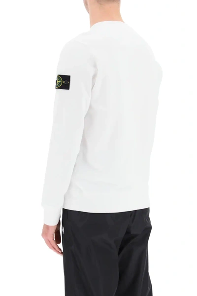 Shop Stone Island Crew Neck Sweatshirt In White