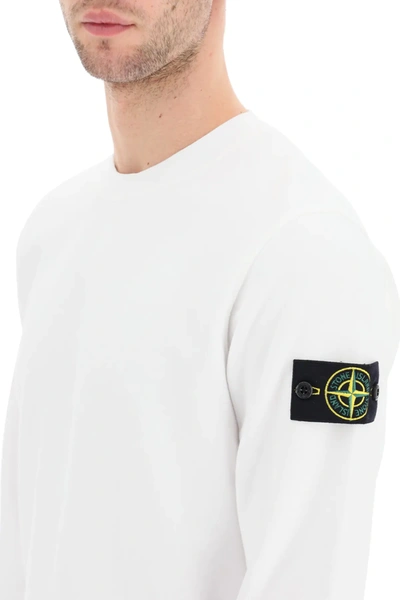 Shop Stone Island Crew Neck Sweatshirt In White