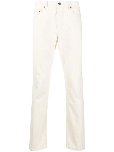 Shop Kenzo Mermaid Embroidered Straight-leg Jeans In Neutrals