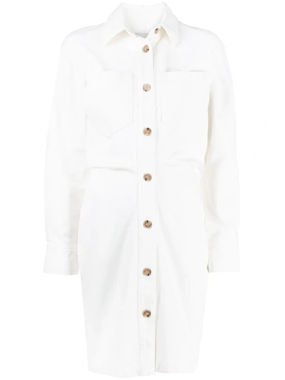 Shop Nanushka Chest-pocket Cotton Shirt Dress In White