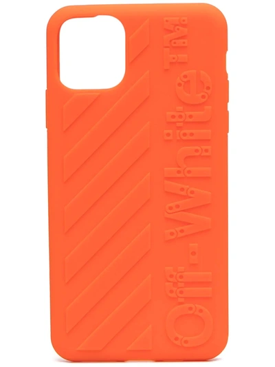 Shop Off-white Logo Diagonal Iphone11 Pro Max Case In Orange