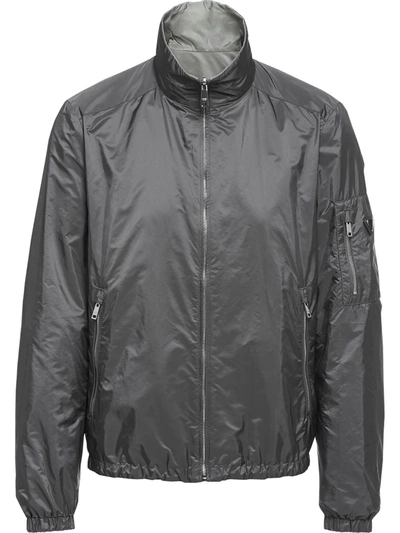 Shop Prada Re-nylon Reversible Zipped Jacket In Grey