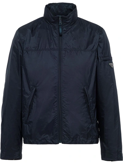 Shop Prada Re-nylon Blouson Jacket In Blue