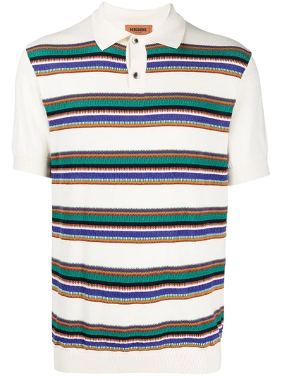Shop Missoni Striped Polo Shirt In White