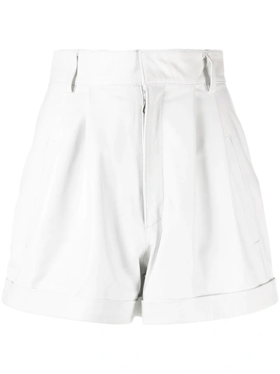 Shop Manokhi High-rise Gathered Leather Shorts In White