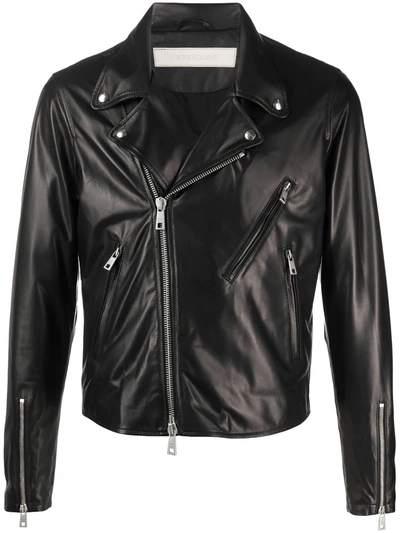 Shop Giorgio Brato Leather Biker Jacket In Black