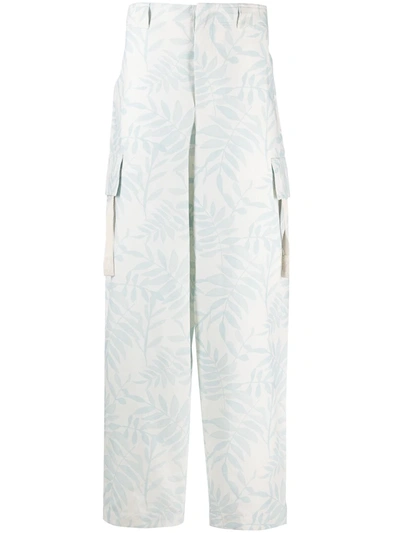 Shop Jacquemus Leaf Print Cargo Trousers In White