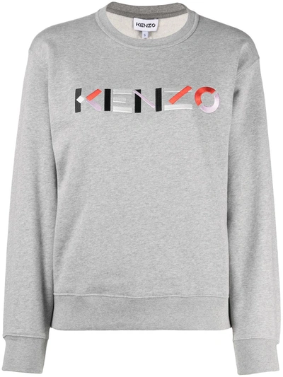 Shop Kenzo Embroidered Logo Sweatshirt In Grey