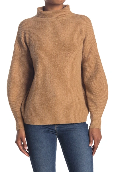 Shop French Connection Flossy Ribbed Turtleneck Sweater In Camel Mel