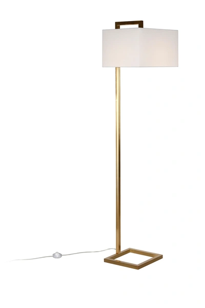 Shop Addison And Lane Grayson Brass Finish Floor Lamp & Fabric Shade In Gold