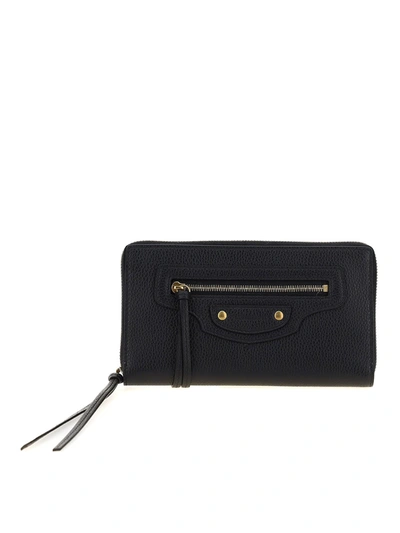 Shop Balenciaga Neo Classic Zip Around Wallet In Black