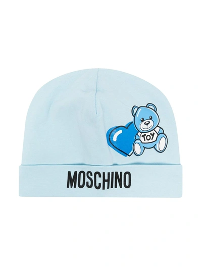 Shop Moschino Toy Bear Beanie In Blue