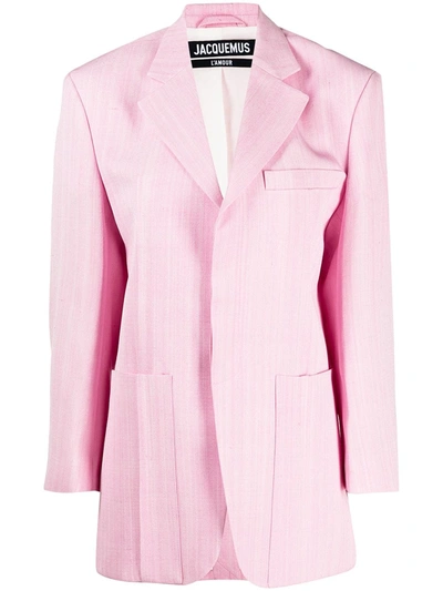Shop Jacquemus La Veste D'homme Oversized Suit Jacket In Pink